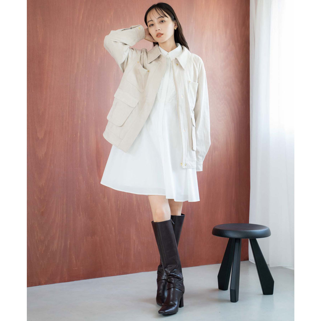 ノエラ NOELA フェイクスエードワークジャケット （ベージュ） ベージュ