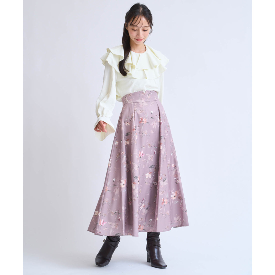 ノエラ Noela クラシカルフラワースカート （モカ） モカ