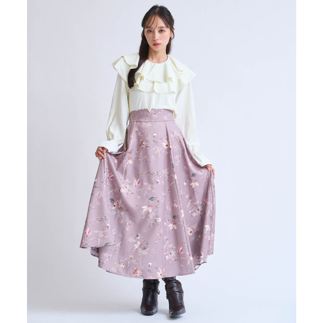 ノエラ Noela クラシカルフラワースカート （モカ） モカ