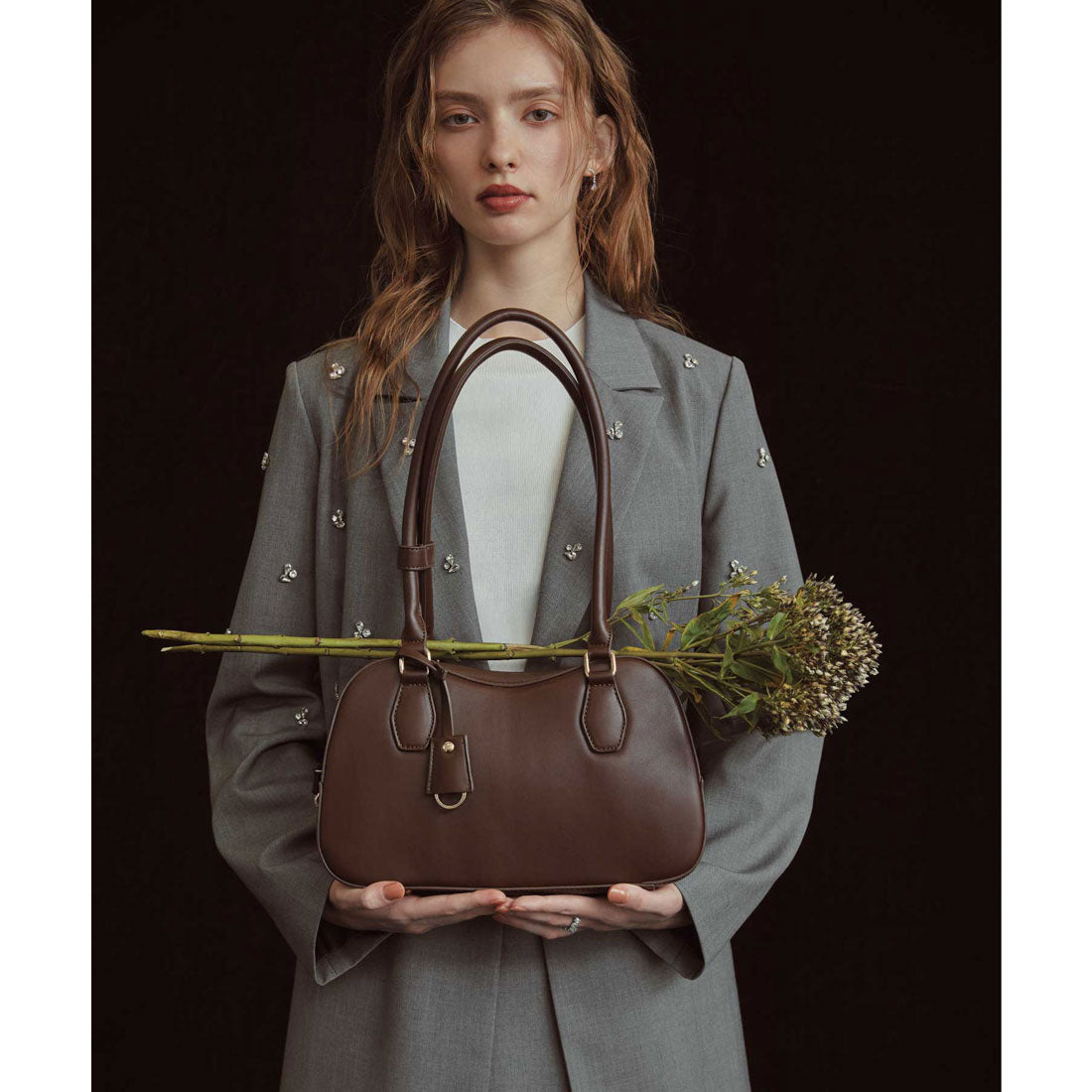 ノエラ NOELA ビジューダブルジャケット （グレー） グレー