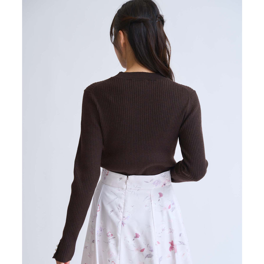 ノエラ Noela 袖パールリブニット （チャ） チャ