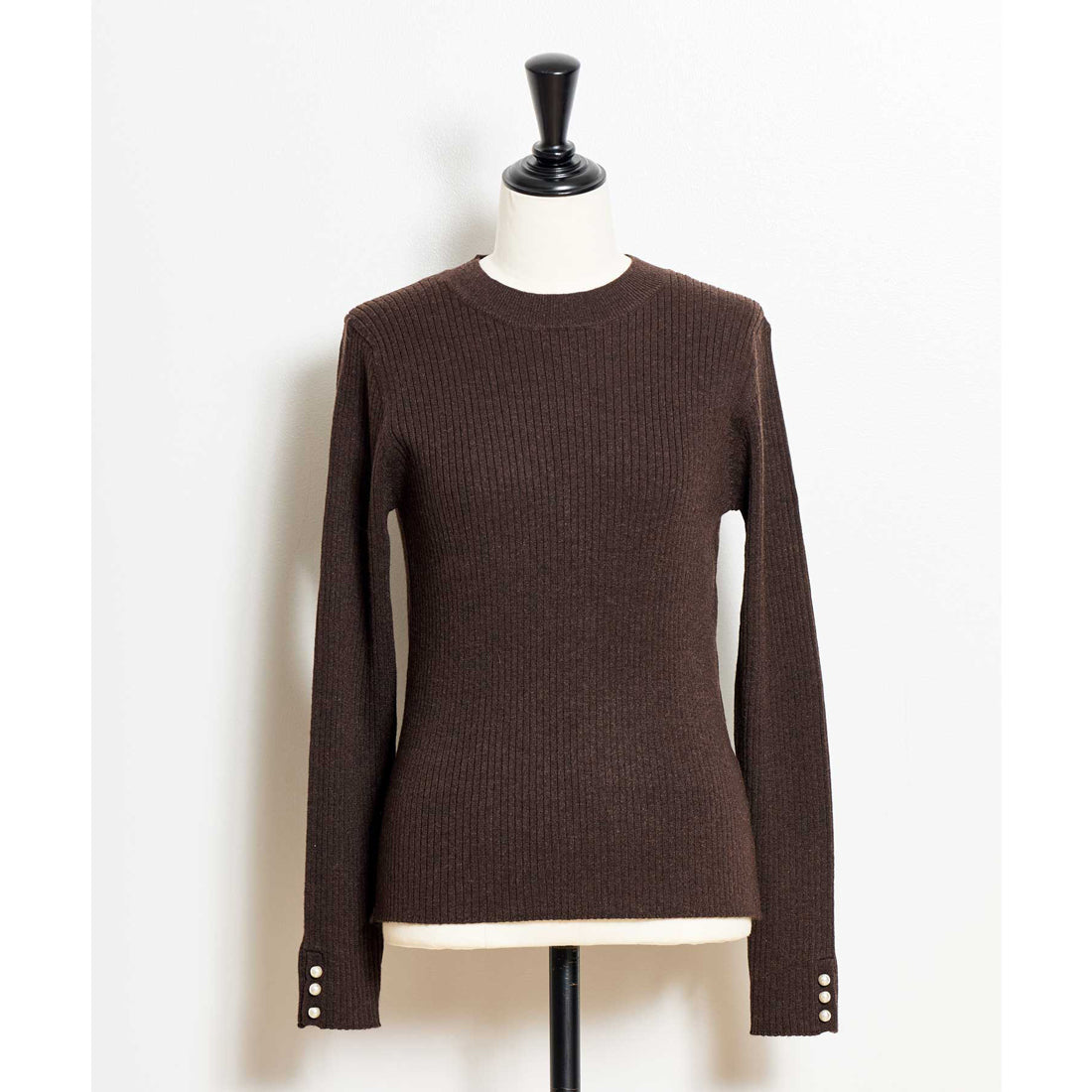 ノエラ Noela 袖パールリブニット （チャ） チャ