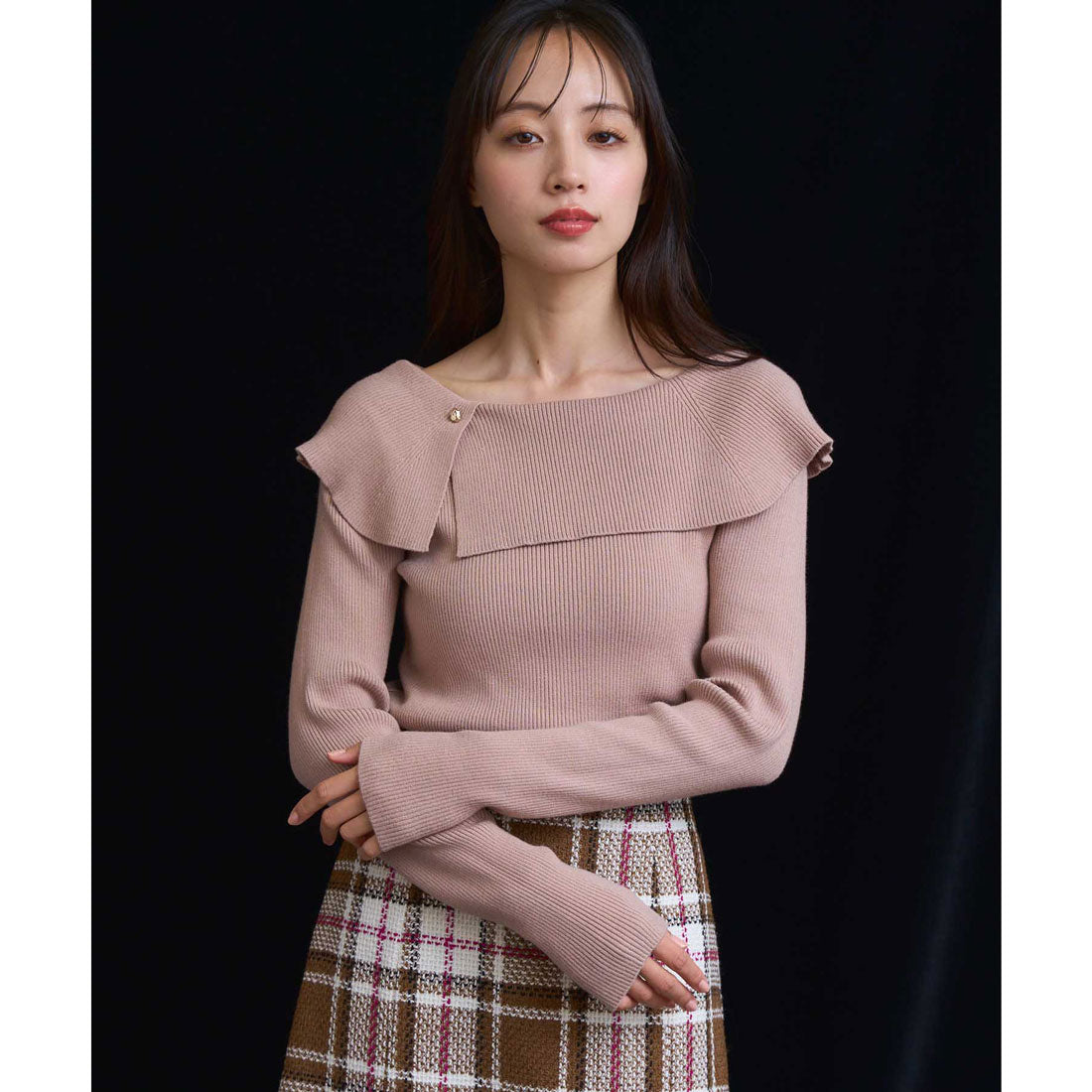 ノエラ NOELA  アシメケープニット （ベージュ） ベージュ