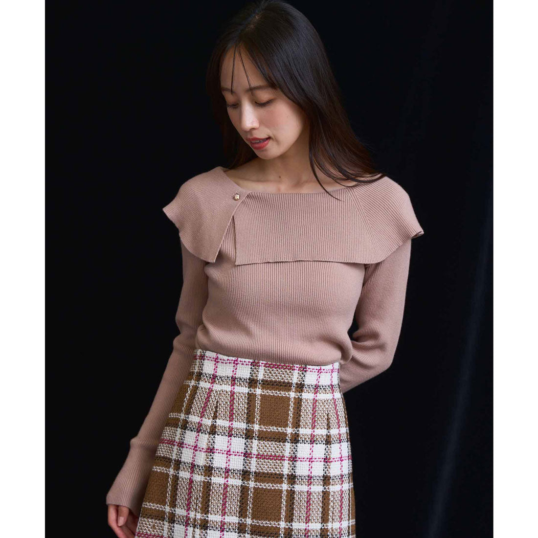 ノエラ NOELA  アシメケープニット （ベージュ） ベージュ