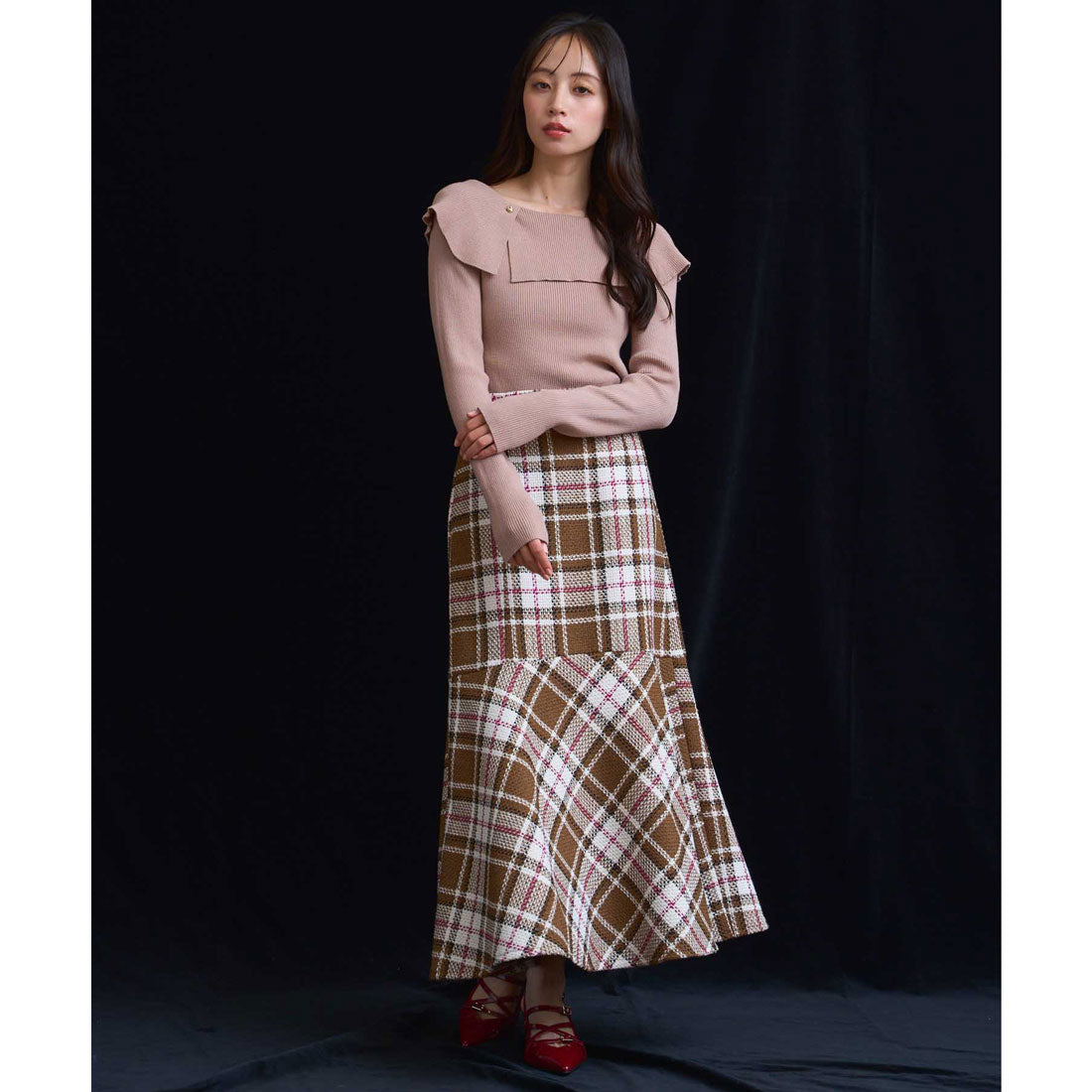 ノエラ NOELA  アシメケープニット （ベージュ） ベージュ