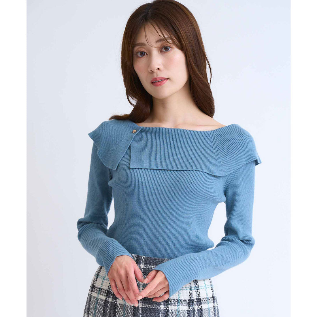 ノエラ NOELA  アシメケープニット （ブルー） ブルー