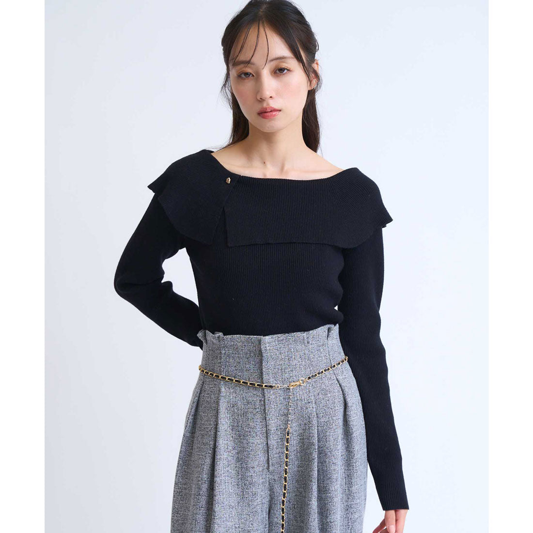 ノエラ NOELA  アシメケープニット （ブラック） ブラック