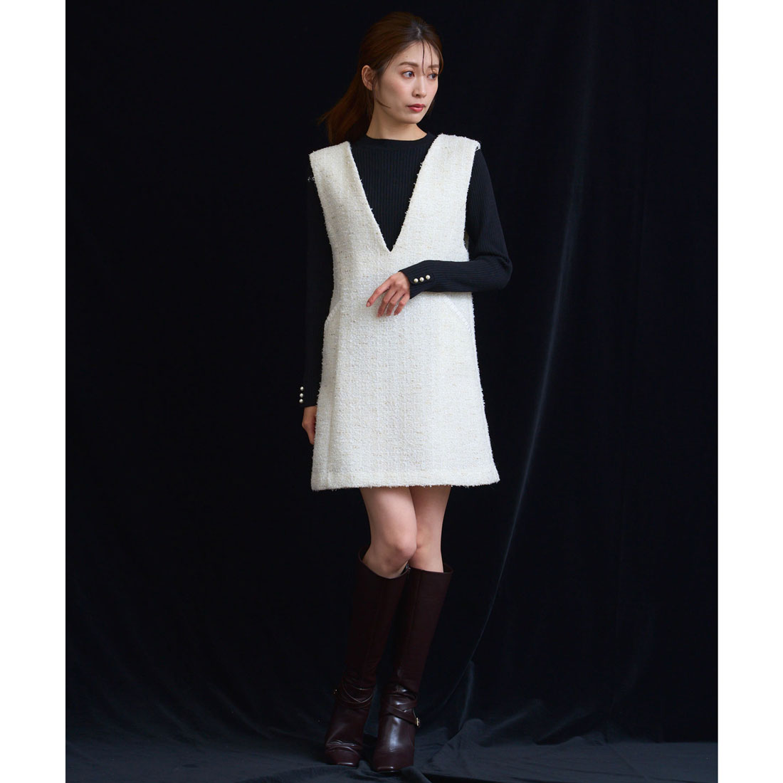 ノエラ NOELA  ツイードミニ丈ジャンスカ （オフホワイト） オフホワイト