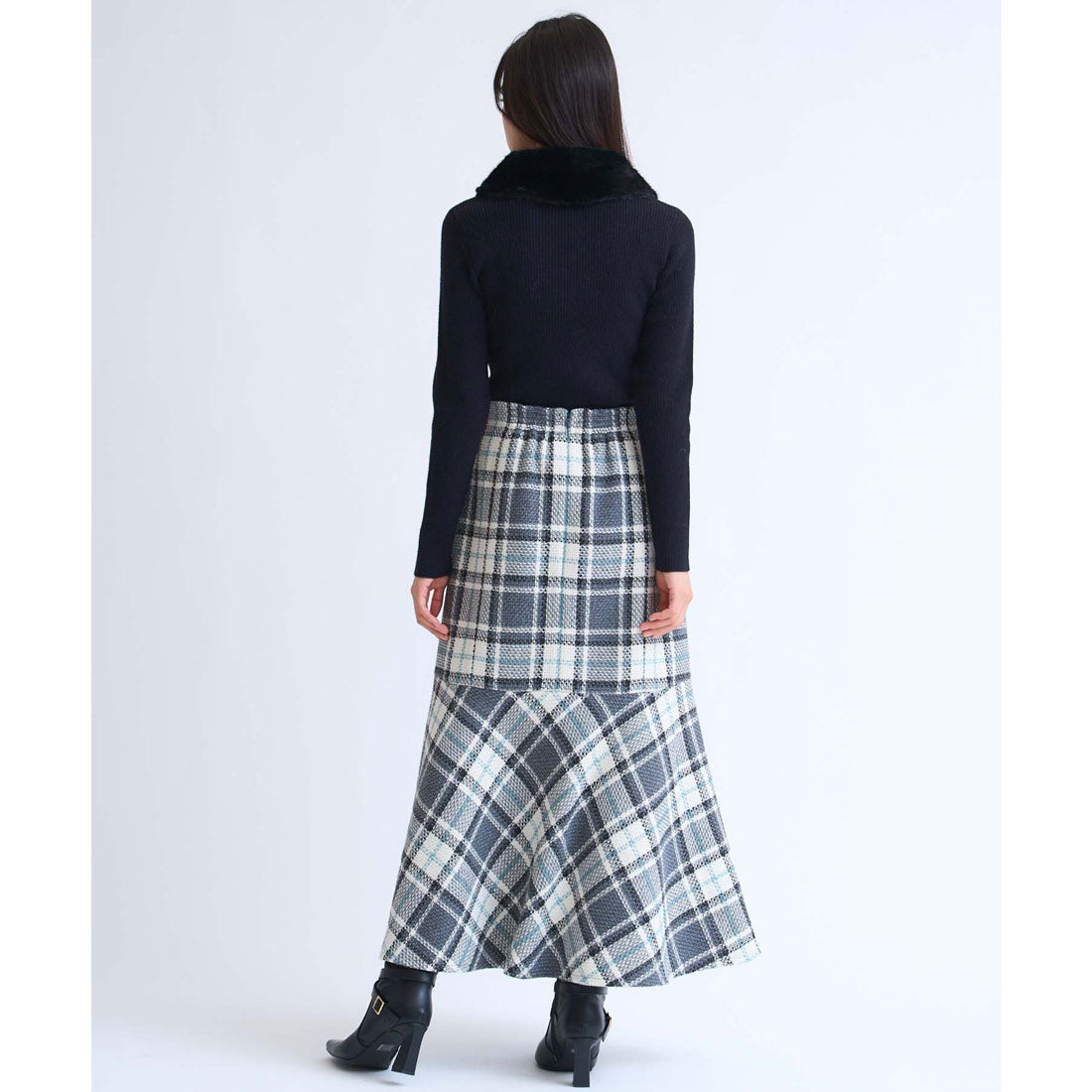 ノエラ NOELA  チェックマーメイドスカート （グレー） グレー