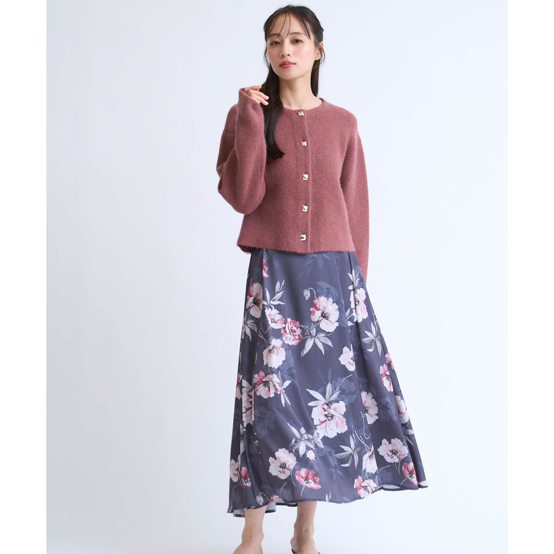 ノエラ NOELA  シャドーフラワースカート （チャコールグレー） チャコールグレー