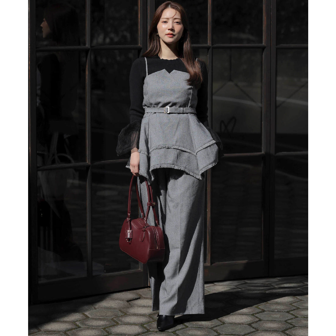 ノエラ NOELA  ツイードワイドパンツ （ブラック） ブラック