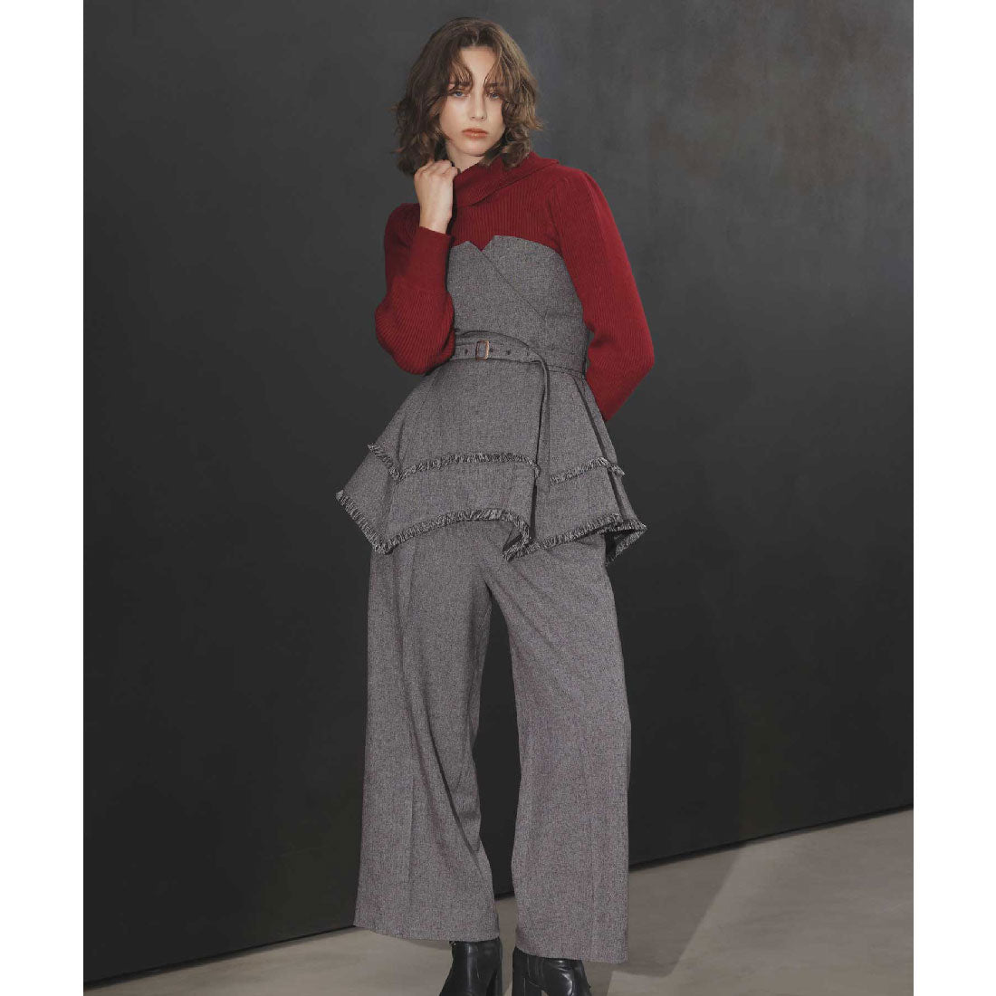 ノエラ NOELA  ツイードワイドパンツ （チャ） チャ