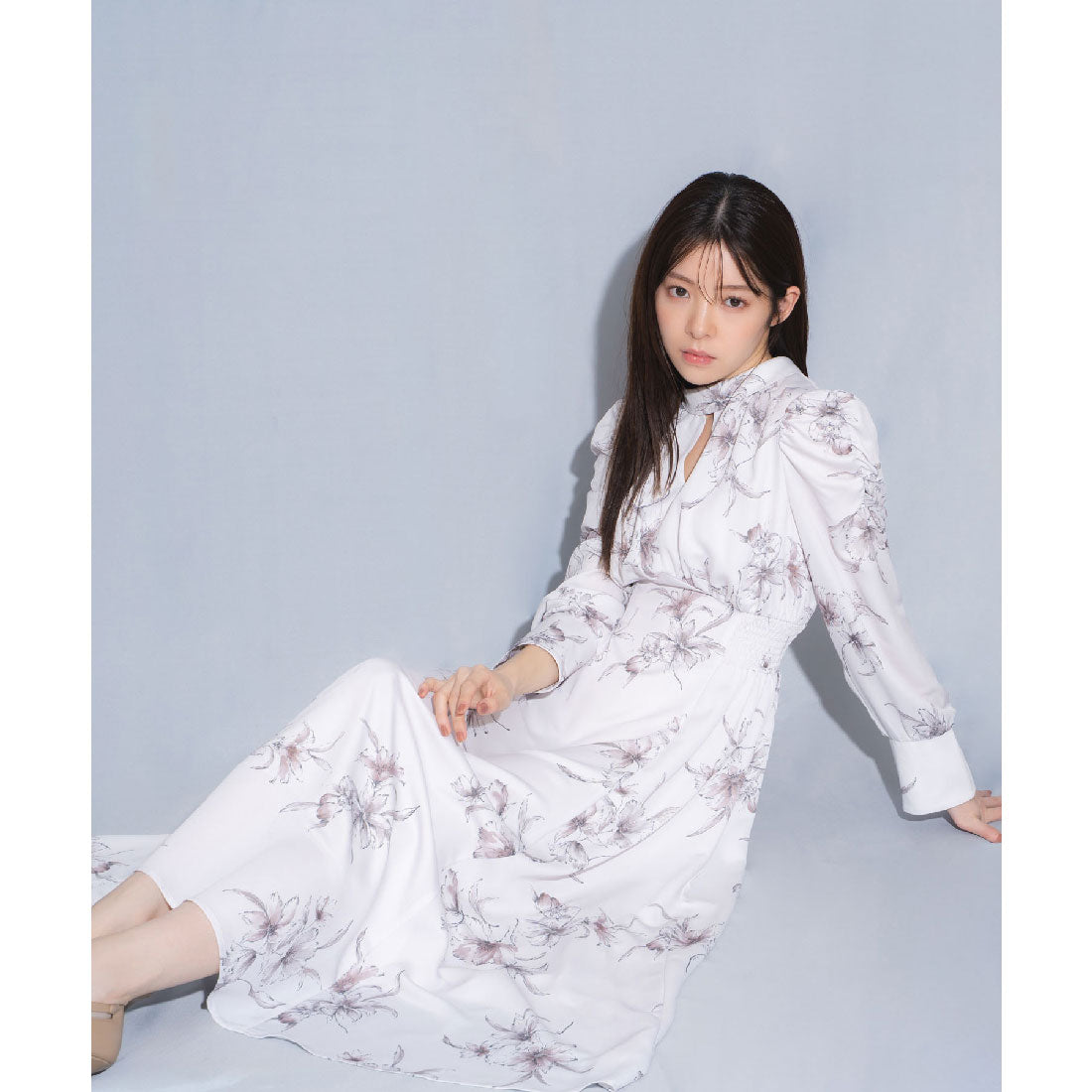 ノエラ NOELA  線描きフラワーワンピース （ベージュ） ベージュ