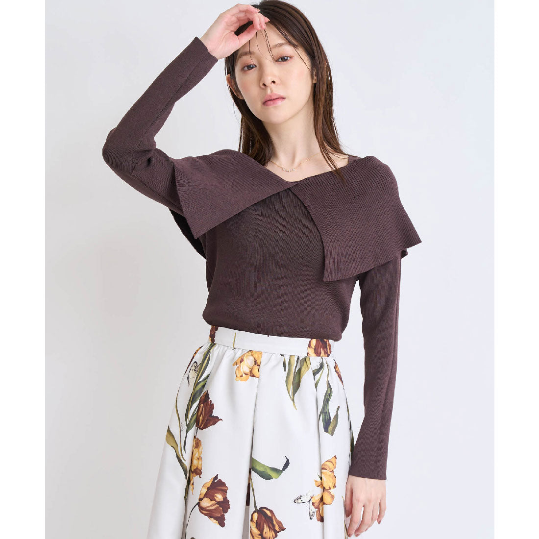 ノエラ NOELA  ビッグカラーニット （チャ） チャ