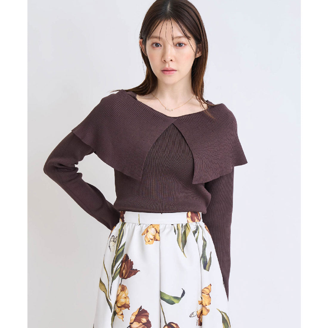 ノエラ NOELA  ビッグカラーニット （チャ） チャ