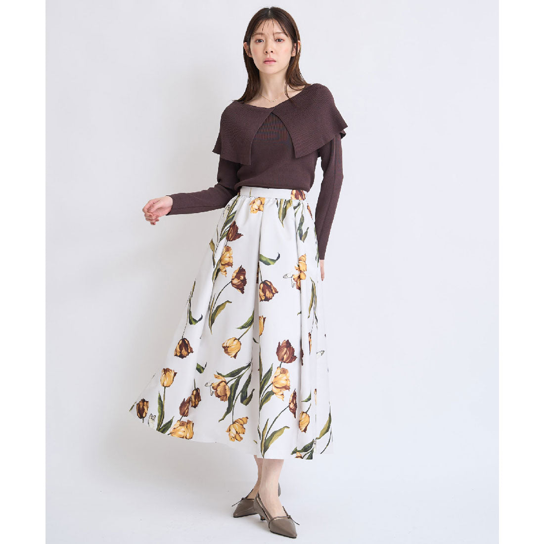 ノエラ NOELA  ビッグカラーニット （チャ） チャ