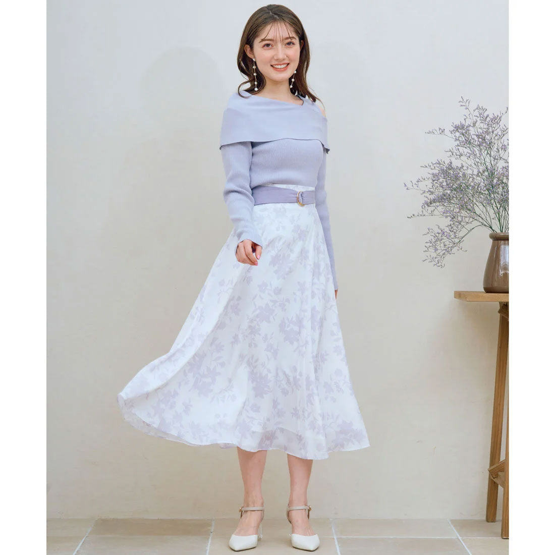 ノエラ Noela 単色花柄フレアスカート