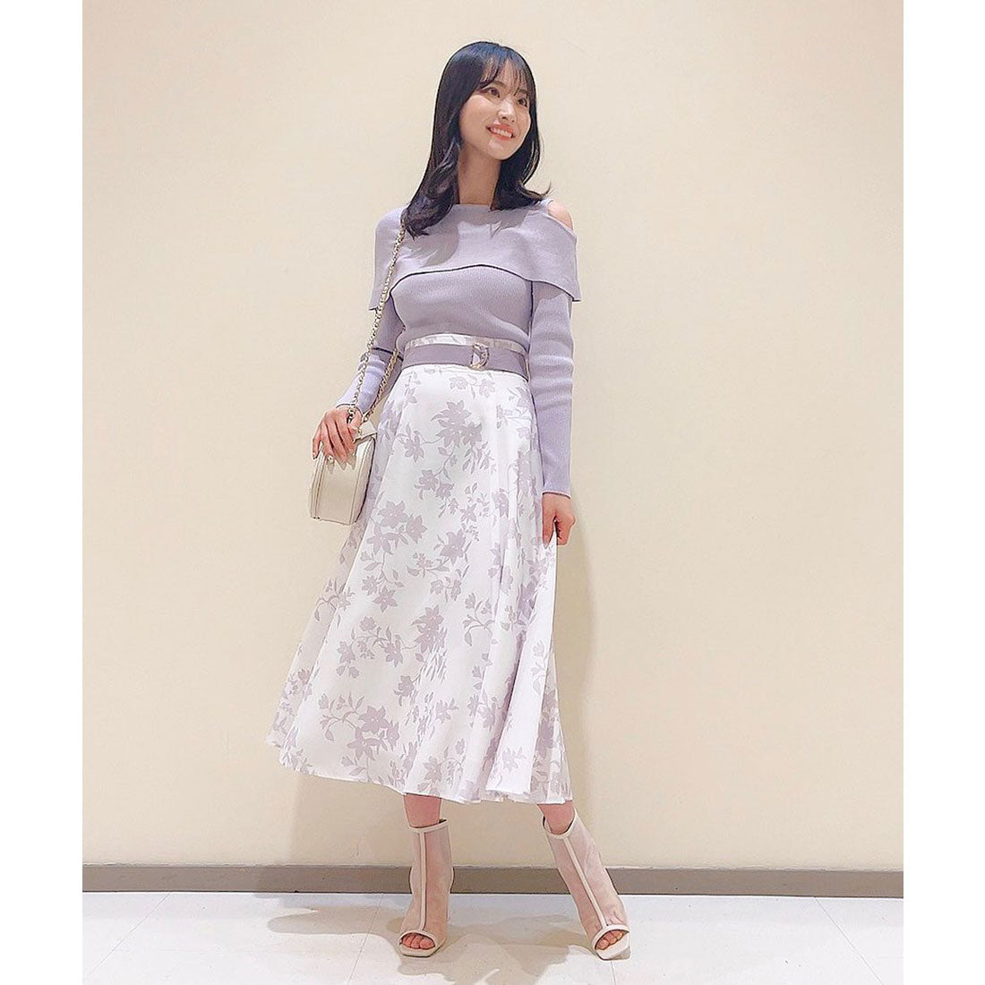 ノエラ Noela 単色花柄フレアスカート