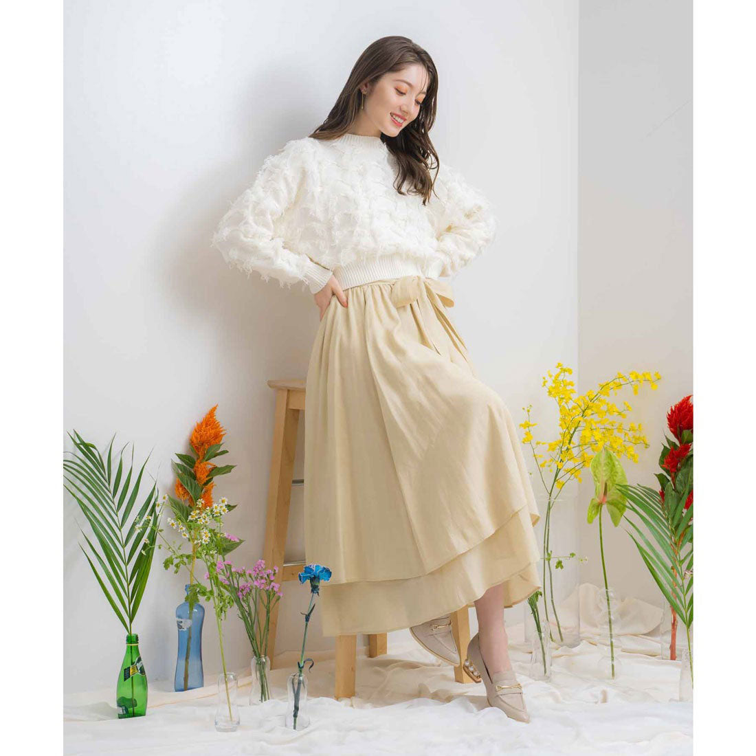 ノエラ Noela ラップボリュームスカート （イエロー） イエロー