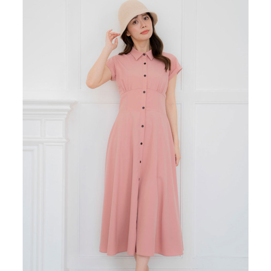 ノエラ Noela ワイドウエストワンピース,コーラル