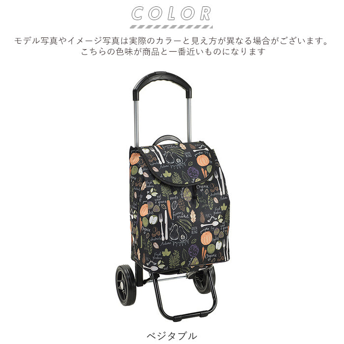 ノーブランド No Brand VALENTINO VISCANI ヴァレンチノ ヴィスカーニ 保冷ショピングカート （黒x花柄） 黒x花柄