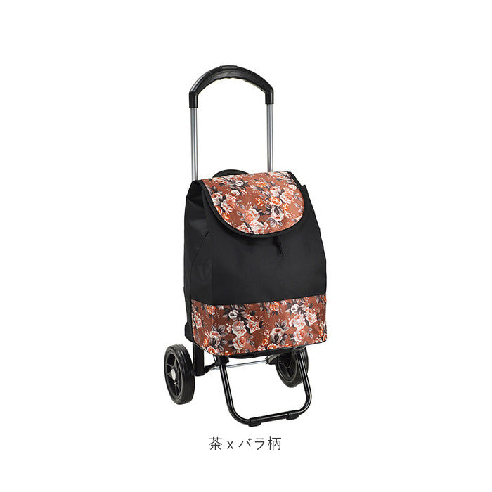 ノーブランド No Brand VALENTINO VISCANI ヴァレンチノ ヴィスカーニ 保冷ショピングカート （黒x花柄） 黒x花柄