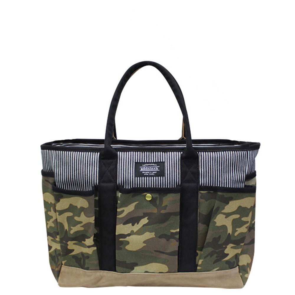 ノーブランド No Brand アドナインス キャンバス＆デニム2wayトートショルダー Lサイズ （ヒッコリーxカモ） ヒッコリーxカモ