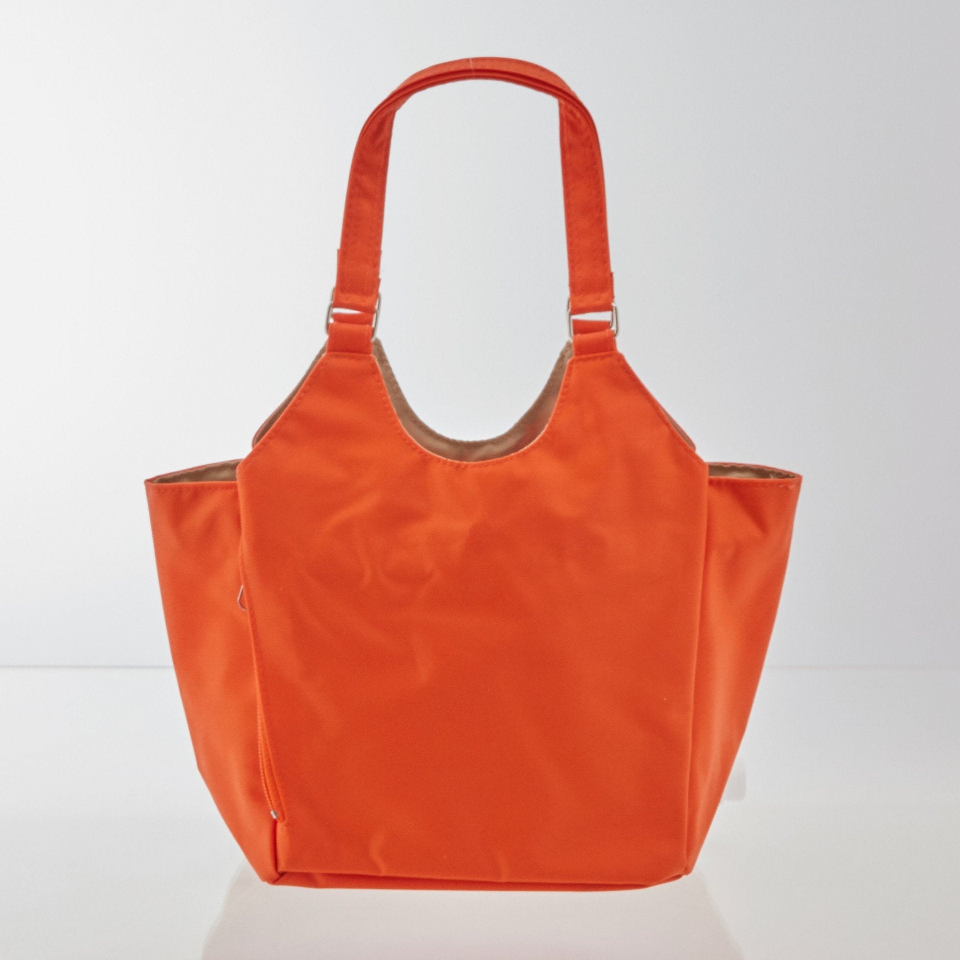 ノーブランド No Brand お散歩バッグ サブバッグ あおりポケット付き トートバッグ #3482 （オレンジ） オレンジ