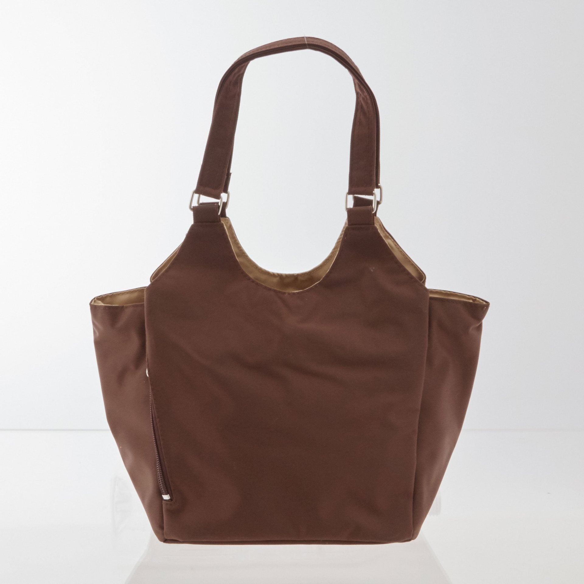 ノーブランド No Brand お散歩バッグ サブバッグ あおりポケット付き トートバッグ #3482 （チャ） チャ