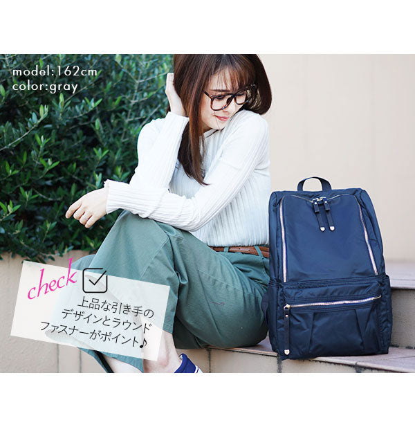 ノーブランド No Brand 光沢ポリエステルラウンドファスナーリュック YS18-0390 ママリュック