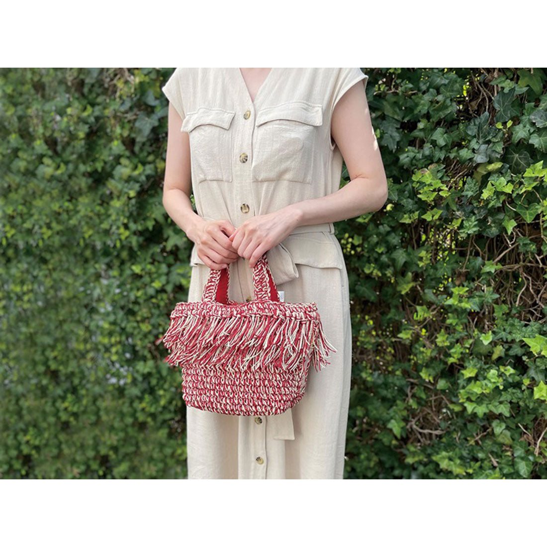 バックヤードファミリー BACKYARD FAMILY ROOTOTE ルートート LT.デリ.フリンジバスケット-C （StraWberryM） StraWberryM