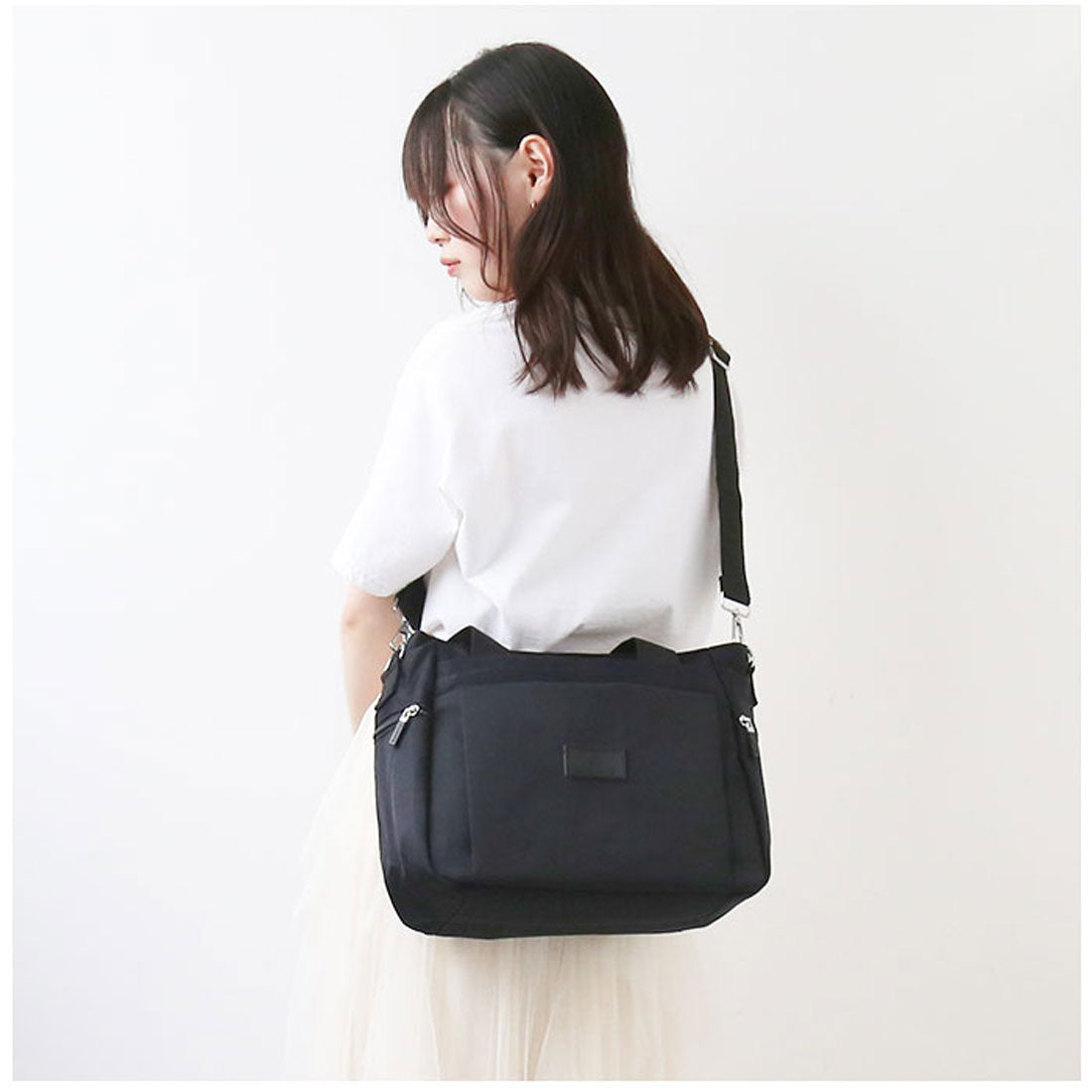 BACKYARD FAMILY Tote Bag for Women Small Size Nylon Shoulder 2-way Shoulder Mom Bag Mother's Bag Crossbody Bag Adult