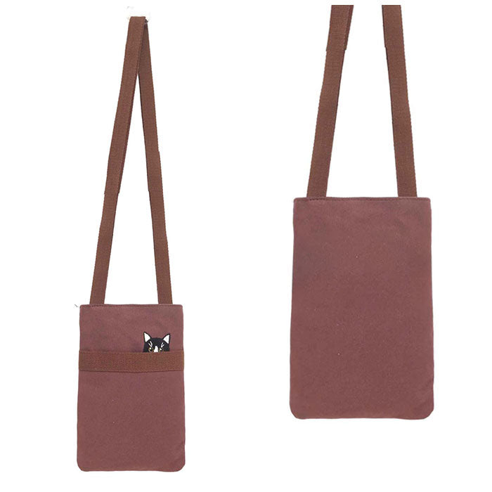 バックヤードファミリー BACKYARD FAMILY 猫刺繍 タテ型 ショルダーバッグ （ブラウン） ブラウン