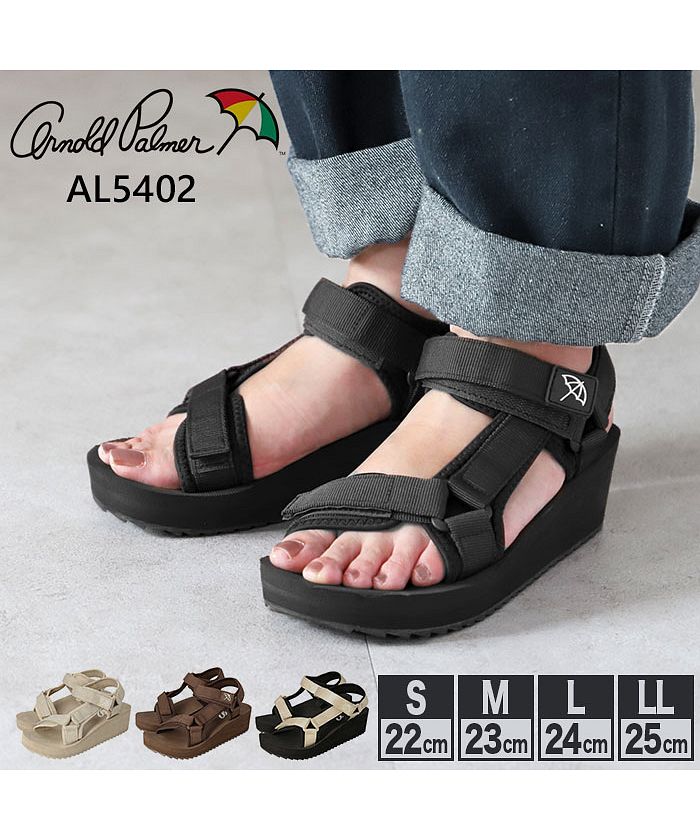バックヤードファミリー BACKYARD FAMILY アーノルドパーマー Arnold Palmer レディース スポーツサンダル AN5402 （オールブラック） オールブラック
