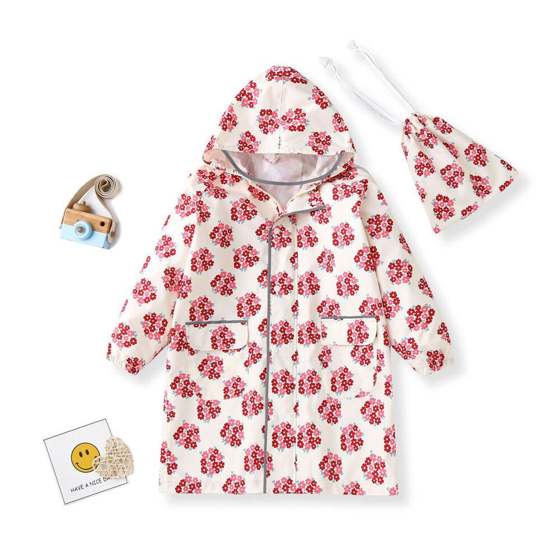 バックヤードファミリー BACKYARD FAMILY レインコート キッズ （チェリー×アイボリー） チェリー×アイボリー