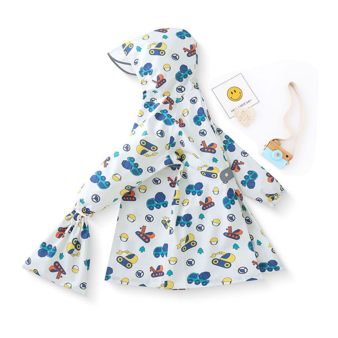 バックヤードファミリー BACKYARD FAMILY レインコート キッズ （カー×ホワイト） カー×ホワイト