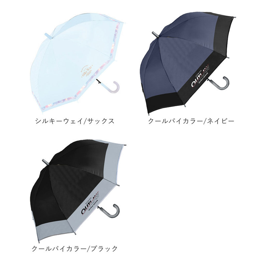 バックヤードファミリー BACKYARD FAMILY UV 子ども 長傘 55cm （クールバイカラー/ネイビー） クールバイカラー/ネイビー