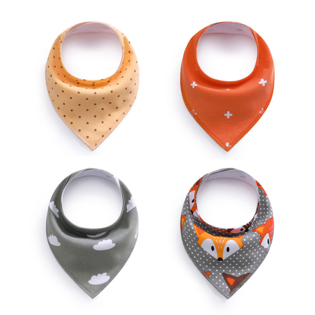 バックヤードファミリー BACKYARD FAMILY コットンスタイ4点セット bib1001【返品不可商品】,オレンジ×キツネ