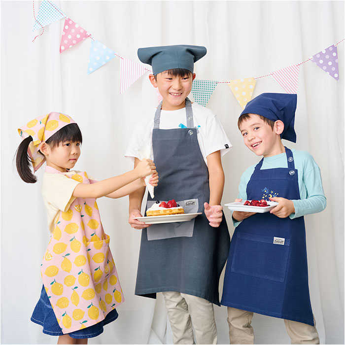 バックヤードファミリー BACKYARD FAMILY habituel キッズエプロン 三角巾 巾着付き