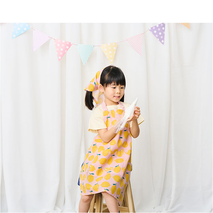 バックヤードファミリー BACKYARD FAMILY habituel キッズエプロン 三角巾 巾着付き