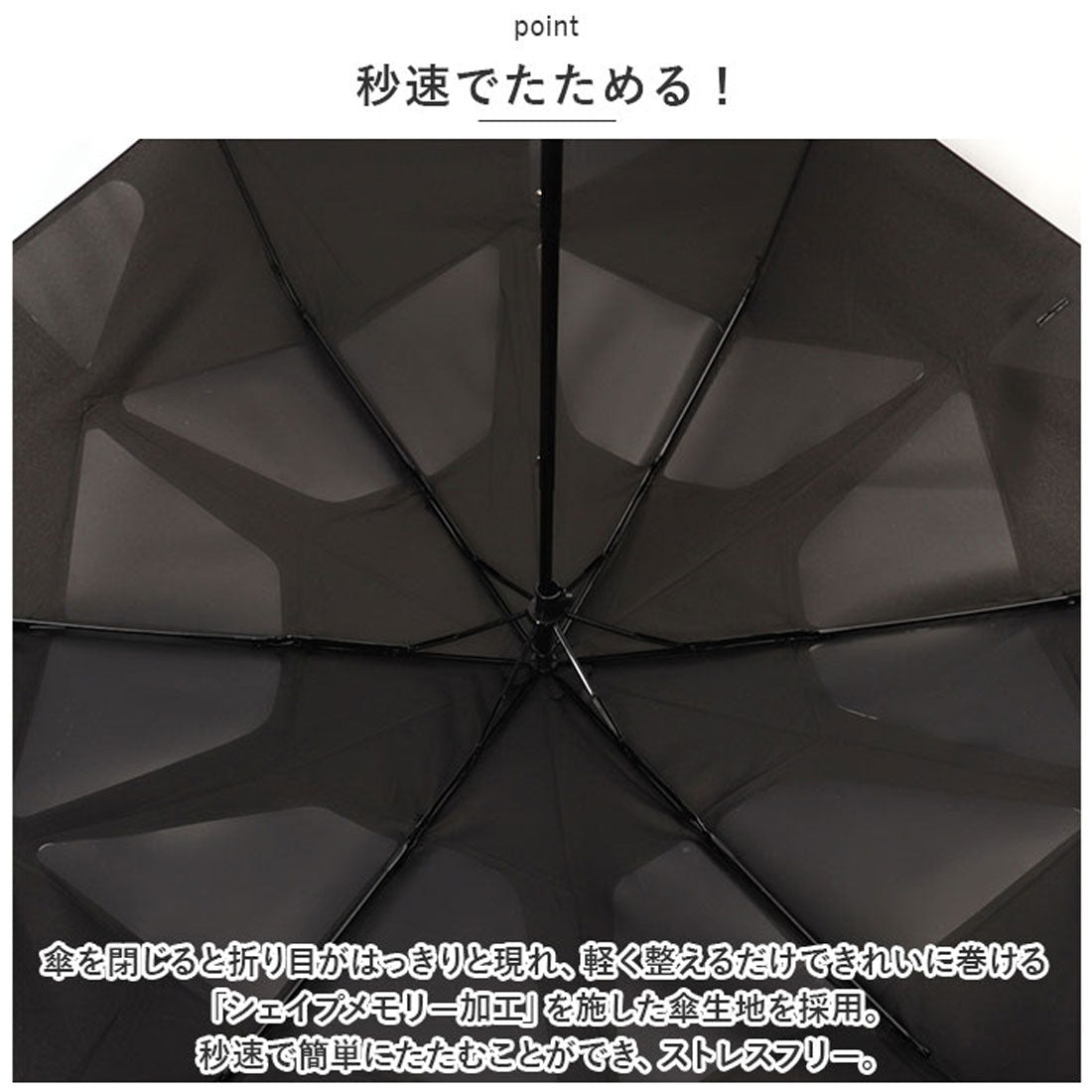 バックヤードファミリー BACKYARD FAMILY MENS 55cm ファストシャット 形状記憶 折りたたみ傘 （ネイビー） ネイビー