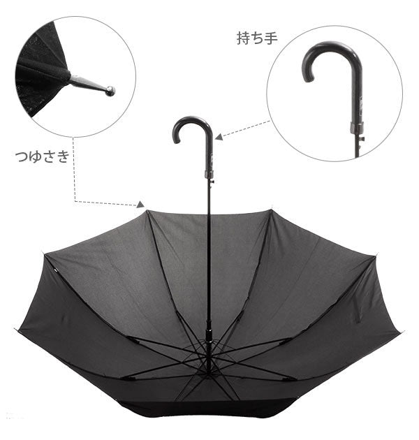 ノーブランド No Brand ワンタッチ ジャンプ式 耐風 傘 70cm （ブラック） ブラック