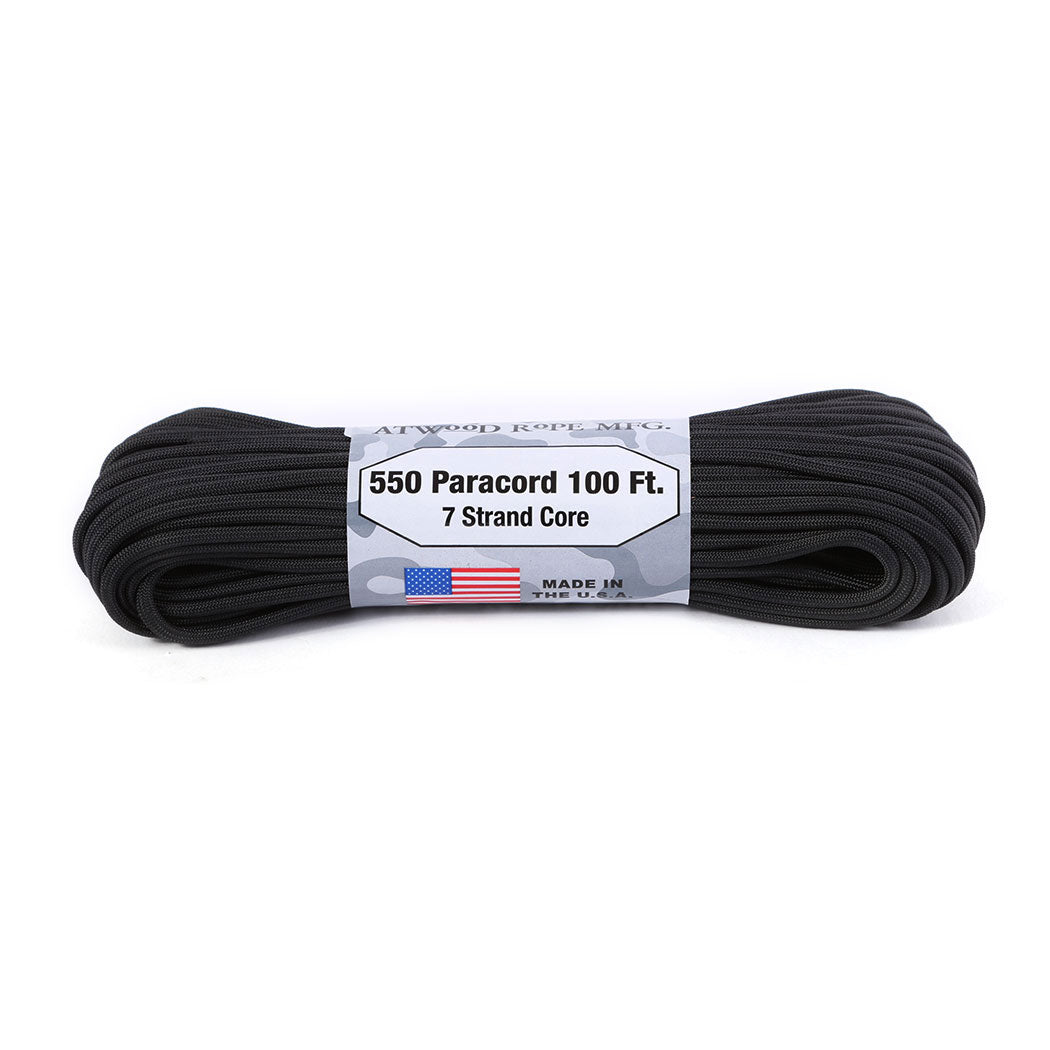 ノーブランド No Brand アトウッド・ロープ MFG ATWOOD ROPE MFG. パラコード 100フィート 無地,1.ブラック
