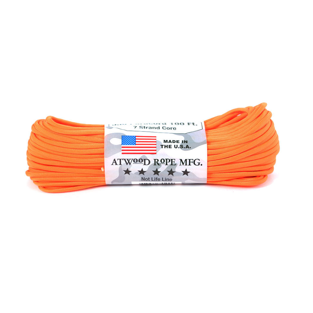 ノーブランド No Brand アトウッド・ロープ MFG ATWOOD ROPE MFG. パラコード 100フィート 無地,15.ネオンオレンジ
