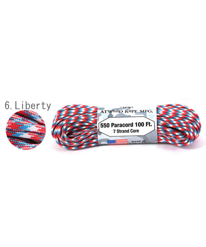 ノーブランド No Brand アトウッド・ロープ MFG ATWOOD ROPE MFG. パラコード 100フィート CAMO/PATTERN,6.Liberty