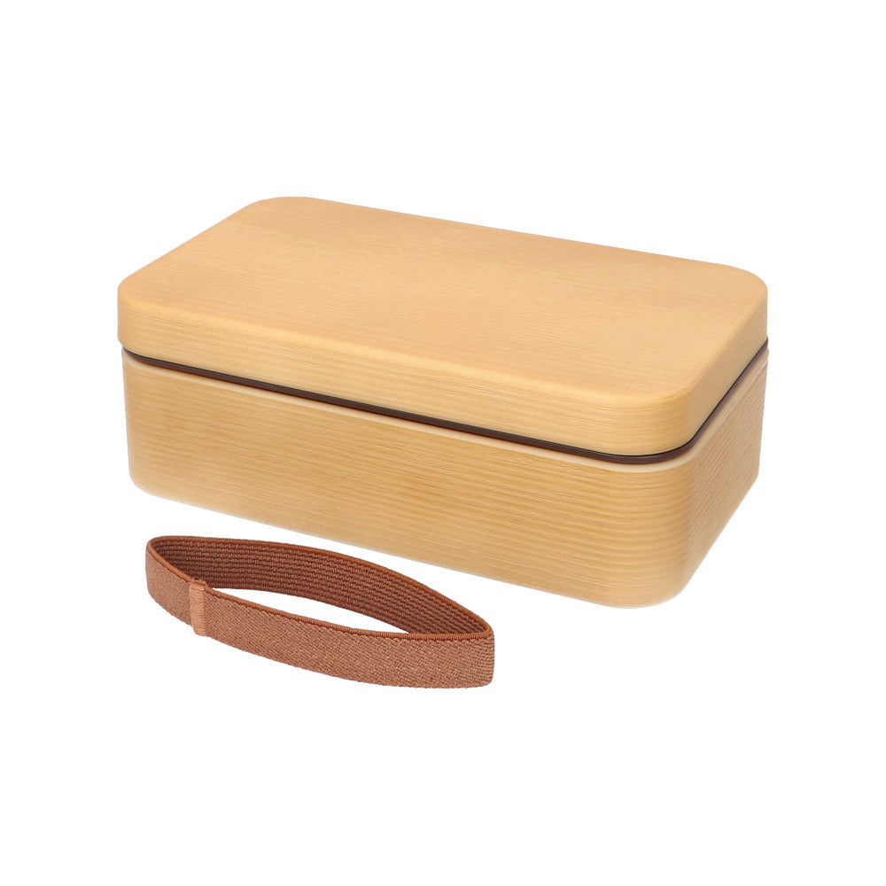 Backyard Family Rice-Resistant Bento Box Wood Grain Long Rectangular Bento L 800ml