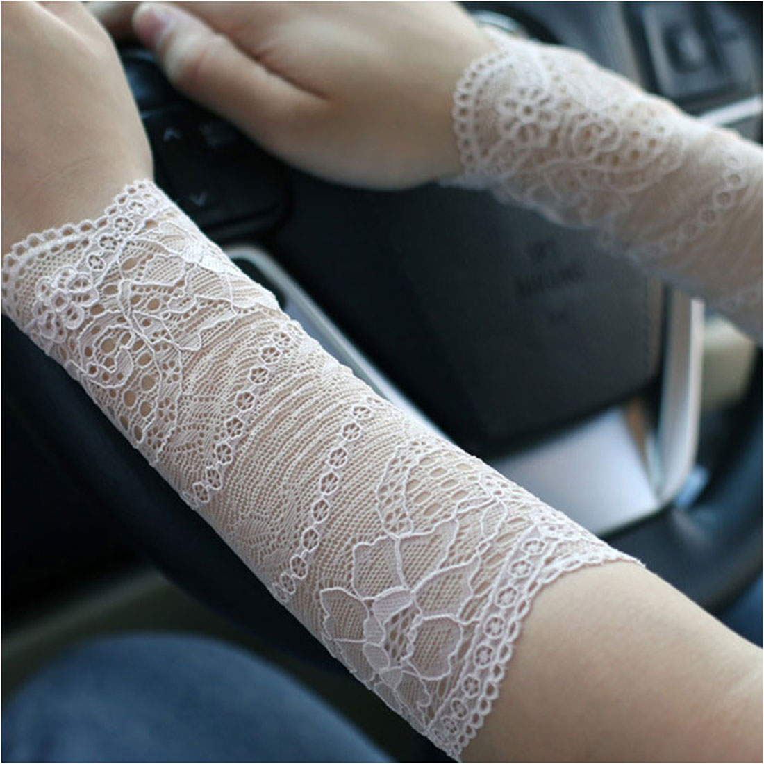 バックヤードファミリー BACKYARD FAMILY 腕時計サポーター レース リストバンド 見せ袖 （8cm×ベージュ） 8cm×ベージュ