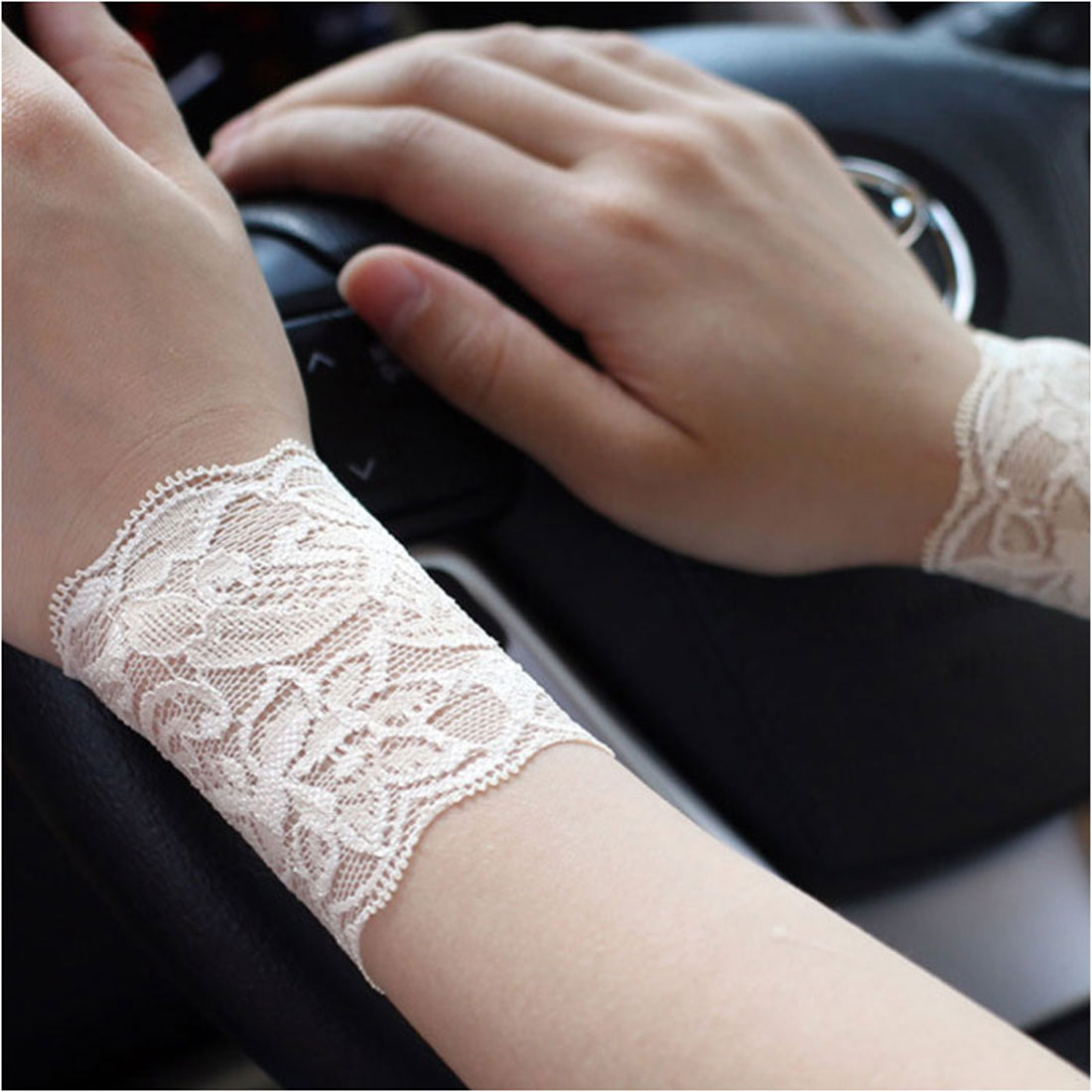 バックヤードファミリー BACKYARD FAMILY 腕時計サポーター レース リストバンド 見せ袖 （8cm×ベージュ） 8cm×ベージュ