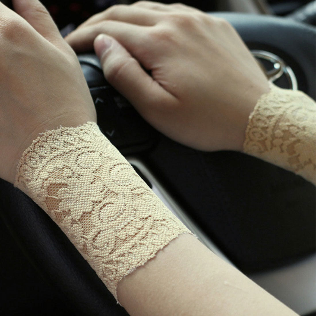 バックヤードファミリー BACKYARD FAMILY 腕時計サポーター レース リストバンド 見せ袖 （10cm×ベージュ） 10cm×ベージュ