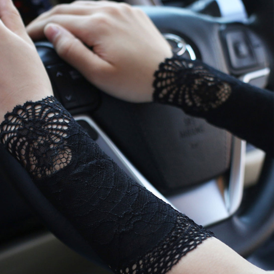 バックヤードファミリー BACKYARD FAMILY 腕時計サポーター レース リストバンド 見せ袖 （18cm×ブラック） 18cm×ブラック